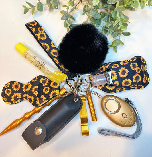 Sunflower Wristlet Self Defense Keychain